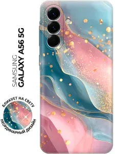 Силиконовый чехол на Samsung Galaxy A56 с принтом "Танец золота в розово-зелёной дымке"