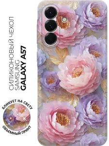 Силиконовый чехол на Samsung Galaxy A57 с принтом "Пионовая симфония"