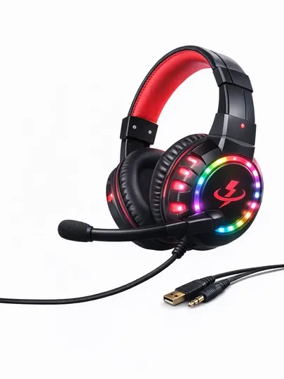 Игровые наушники MISDE A68 RGB, стерео звук, микрофон, USB и AUX для ПК