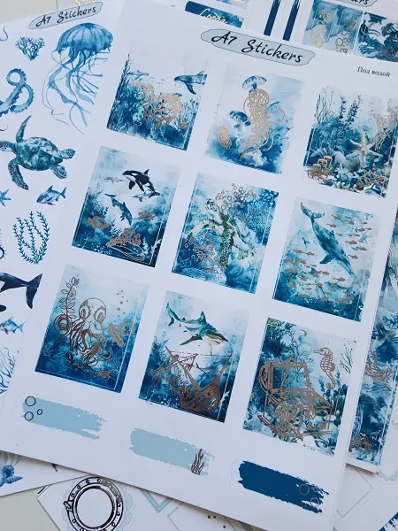 A7 Stickers Наклейки для скрапбукинга и ежедневника эстетичные Под водой