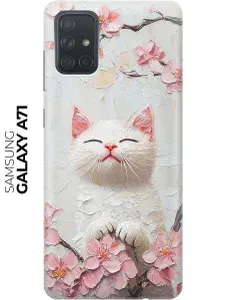 Силиконовый чехол на Samsung Galaxy A71 с принтом "Котик и сакура"
