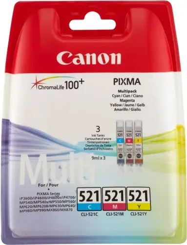 Набор картридже для струйного принтера Canon CLI-521 Multipack, разноцветный
