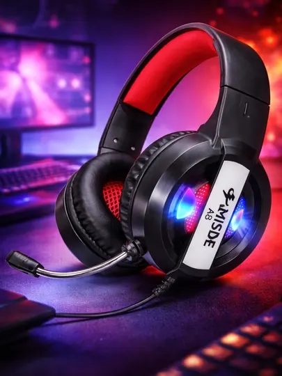 Игровые наушники MISDE A8 с RGB-подсветкой и микрофоном, для ПК / PS / ноутбука