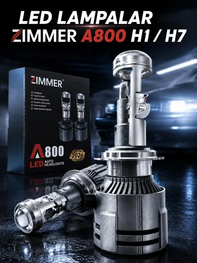 LED лампы Zimmer A800 H11/H7 Mini Lens для авто, ближний/дальний свет CANBUS