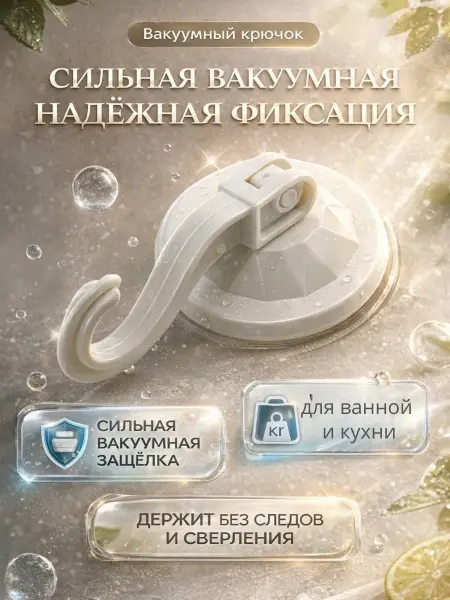 Aa77 Крючок настенный на присоске вакуумный для ванны и кухни