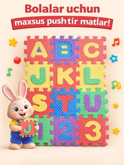Детский мягкий пазл-коврик ABC, с буквами и цифрами