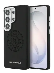 Чехол Karl Lagerfeld на Samsung Galaxy S26 Ultra, PU Leather MagSafe, из экокожи, с металлическими защитой камеры, кнопками и логотипом, Perforated Round logo, черный