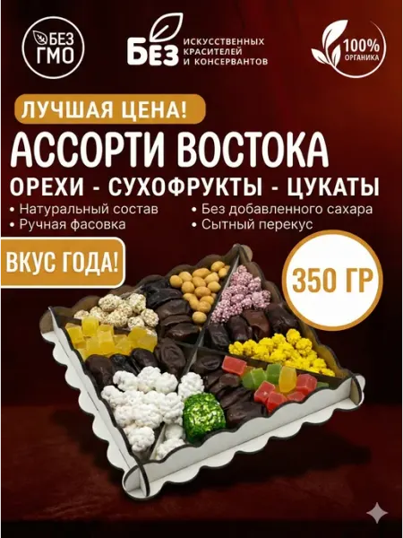 ABCNUTS Подарочный набор Ассорти Сладостей и Орехов востока 350 гр