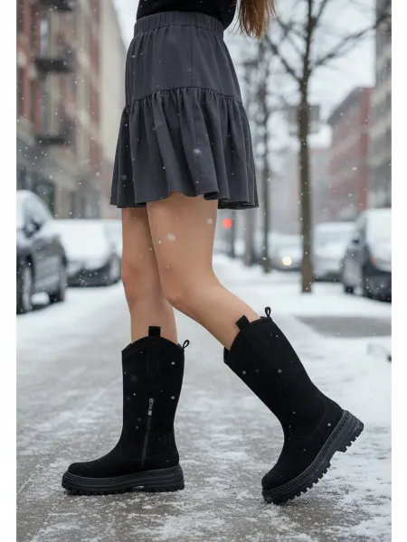 ABI-SHOES Зимние черные сапоги из натуральной замши