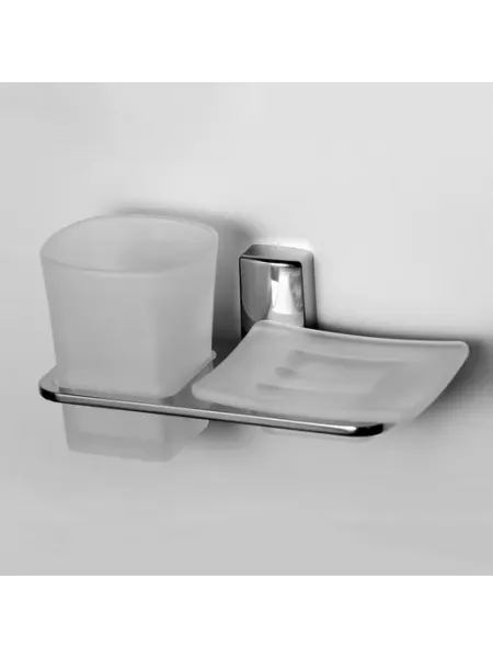 Leine K-5026 Стакан для зубных щеток с мыльницей настенный WasserKRAFT хром