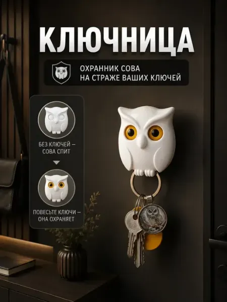 ABMESKY Ключница настенная Сова самоклеящаяся без сверления