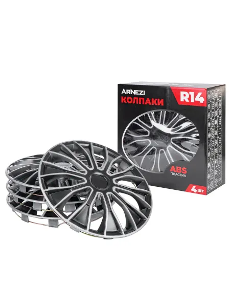 ARNEZI Колпаки R14 на колеса 4шт серебристые матовые ABS-пластик