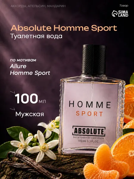 Delta PARFUM Духи мужские стойкие Absolute Homme Sport 100 мл