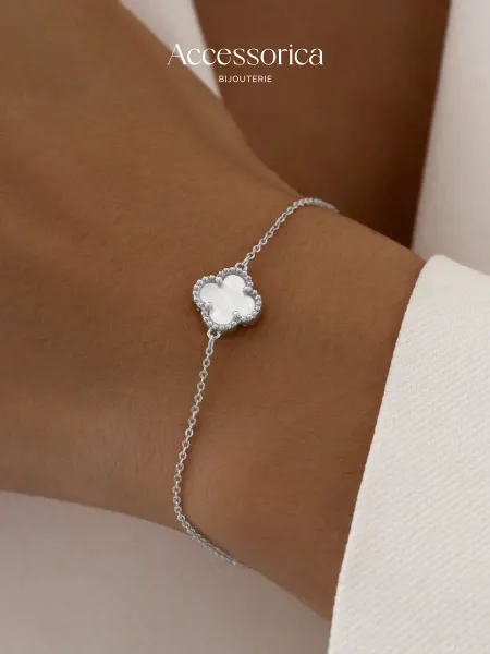 Аксессорика Браслет бижутерия на руку с камнями клевер Accessorica