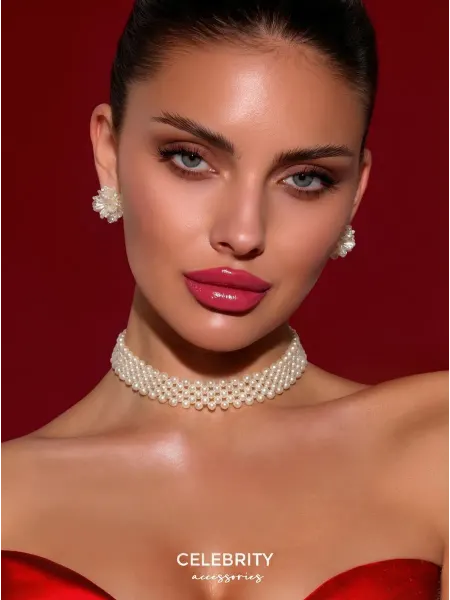 CELEBRITY ACCESSORIES Комплект бижутерии из жемчуга чокер и серьги цветы