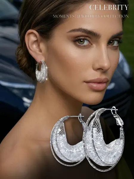 CELEBRITY ACCESSORIES Серьги кольца большие объемные блестящие