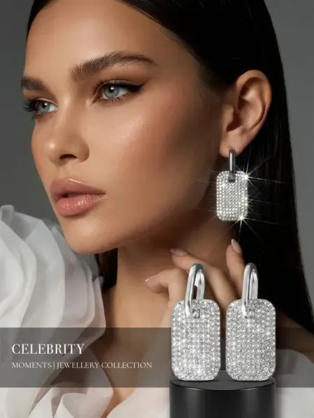 CELEBRITY ACCESSORIES Серьги с подвесками стразы вечерние под золото
