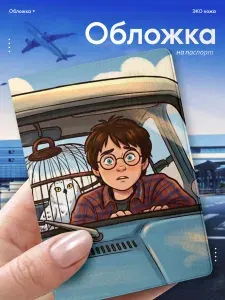 Обложка на паспорт с принтом Гарри Поттер