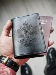 Кожаная обложка для паспорта герб РЖД