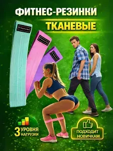 Спортивные резинки для фитнеса, йоги, пилатеса - универсальный ленточный эспандер тканевый