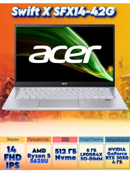 Acer Ноутбук Игровой Swift X SFX14-42G