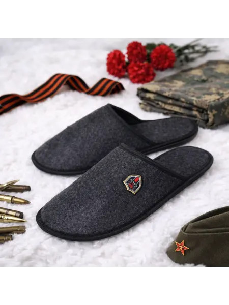 ТАПКИН ДОМ Тапочки домашние из войлока чёрные
