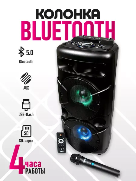 AcsPlace Bluetooth колонка караоке с беспроводным микрофоном