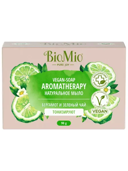 BioMio Мыло туалетное натуральное зеленый чай Бергамот 90г