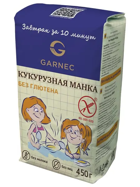 Крупа манная Garnec кукурузная без глютена