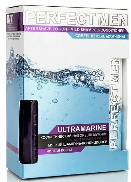Perfect Men Подарочный набор Ultramarine, Шампунь-кондиционер для волос 250 мл + лосьон после бритья 100 мл