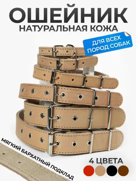 АРКОН Ошейник из натуральной кожи с мягким подкладом