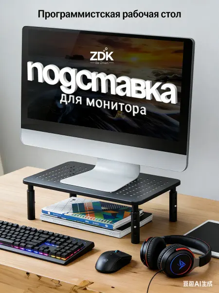 Подставка под монитор с вентиляцией, регулир. по высоте