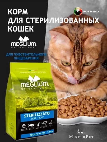 MEGLIUM CAT ADULT NEUTERED TROUT, 10 кг