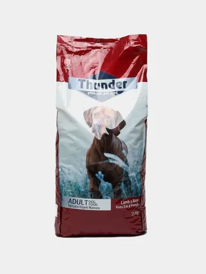 Сухой корм для взрослых собак Thunder Adult Dog, с ягненком и рисом, 15 кг