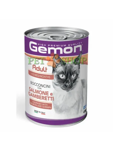 Gemon Adult для кошек с лососем и креветками 400гр