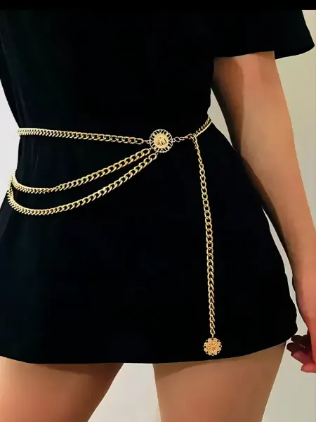 Lus Style Пояс цепочка на платья золотое