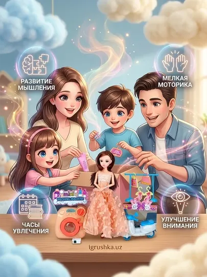 Кукла Fashion Girl The Golden Age со стиральной машиной и самокатом