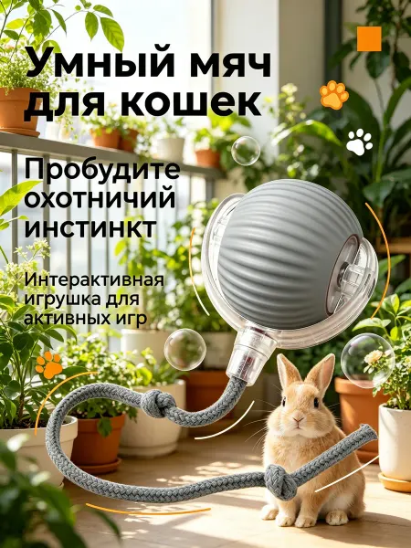 AHMIROV SHOP Игрушка для кошек интерактивная умный мяч