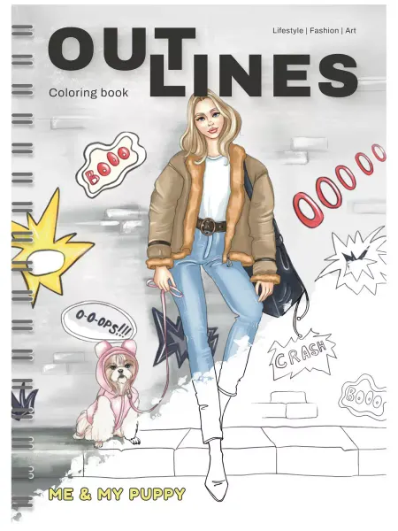 Outlines Раскраска скетчбук Me My Puppy Мода и собачки