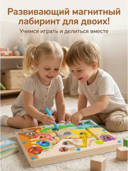 Ai-Ra Сортер деревянный для малышей магнитный