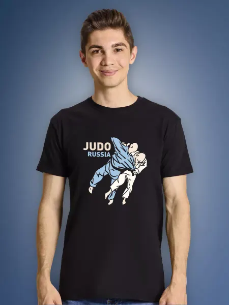 Aika "Яркость и стиль в спорте" Футболка с надписью Judo Russia