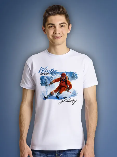 Aika "Яркость и стиль в спорте" Футболка "Лыжи" - "Winter sport skiing"