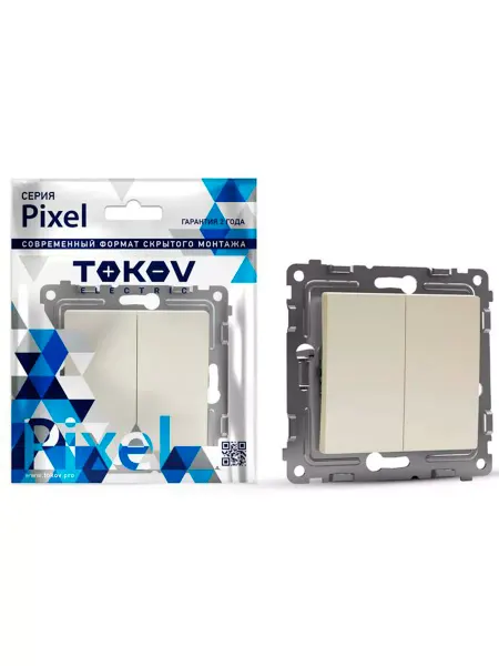 TOKOV ELECTRIC Переключатель двухклавишный проходной СП Pixel 10А