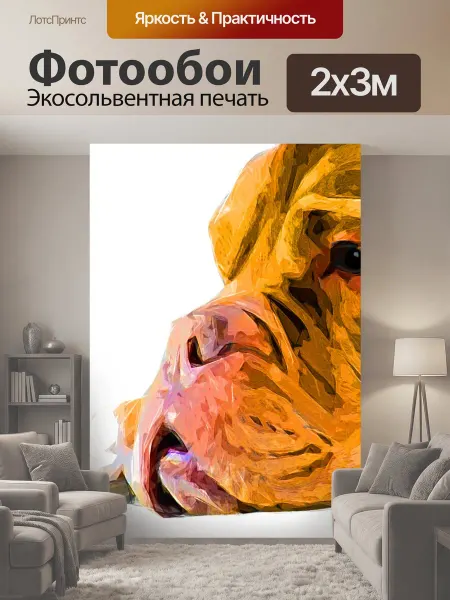 LotsPrints Фотообои "Бульдог Графика Изолированные Бульдог." 2x3м