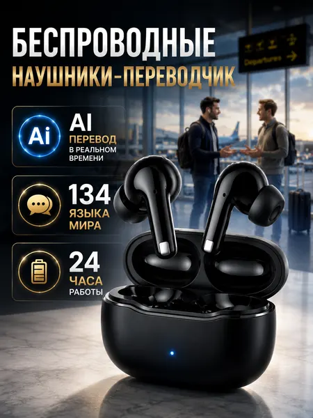Наушники беспроводные с переводчиком FaizFull Late AIR X черный