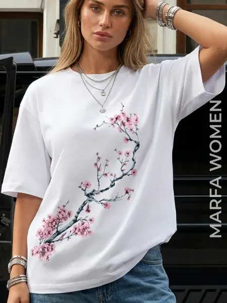 MARFAWOMEN Футболка однотонная оверсайз с принтом