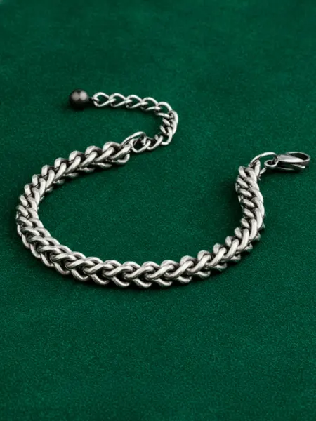 Мужской браслет Cuban Link из нержавеющей стали - Бижутерные украшения для мальчиков