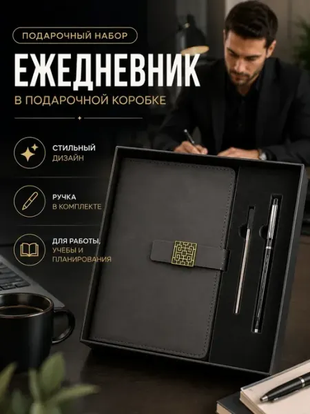 Черная роза Ежедневник недатированный с ручкой А5 подарочный