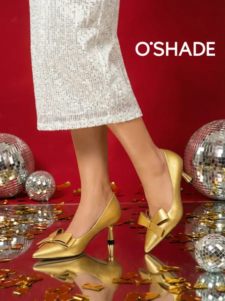 O`SHADE Туфли золотые женские на каблуке