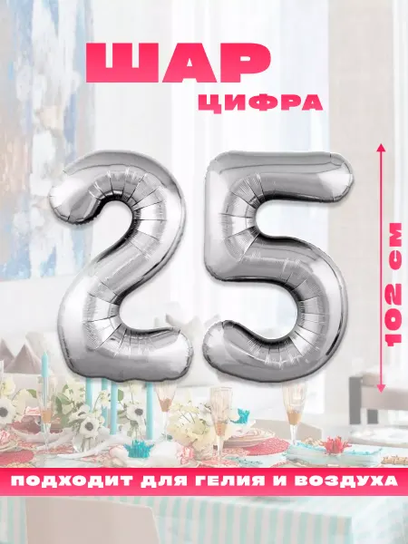 Sharmania Воздушный фольгированный шар цифра 25, на день рождения